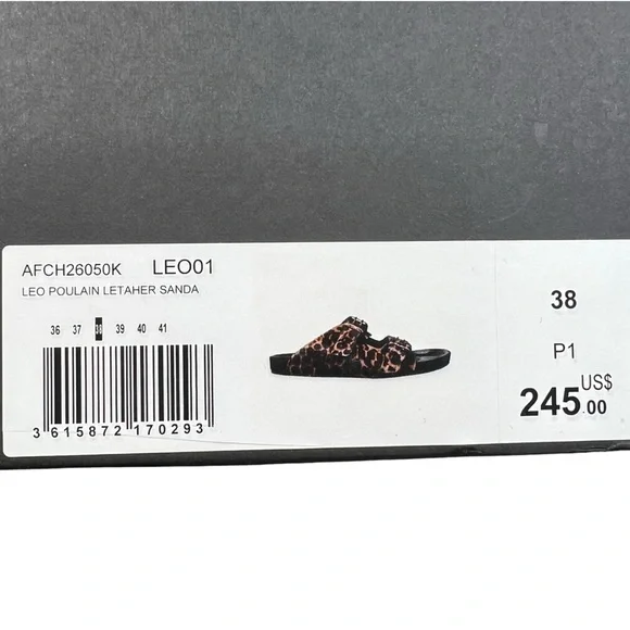 NIB The Kooples Leo Poulain Leather Animal Print Double Strap Sandal Size EU38 - Picture 12 of 12